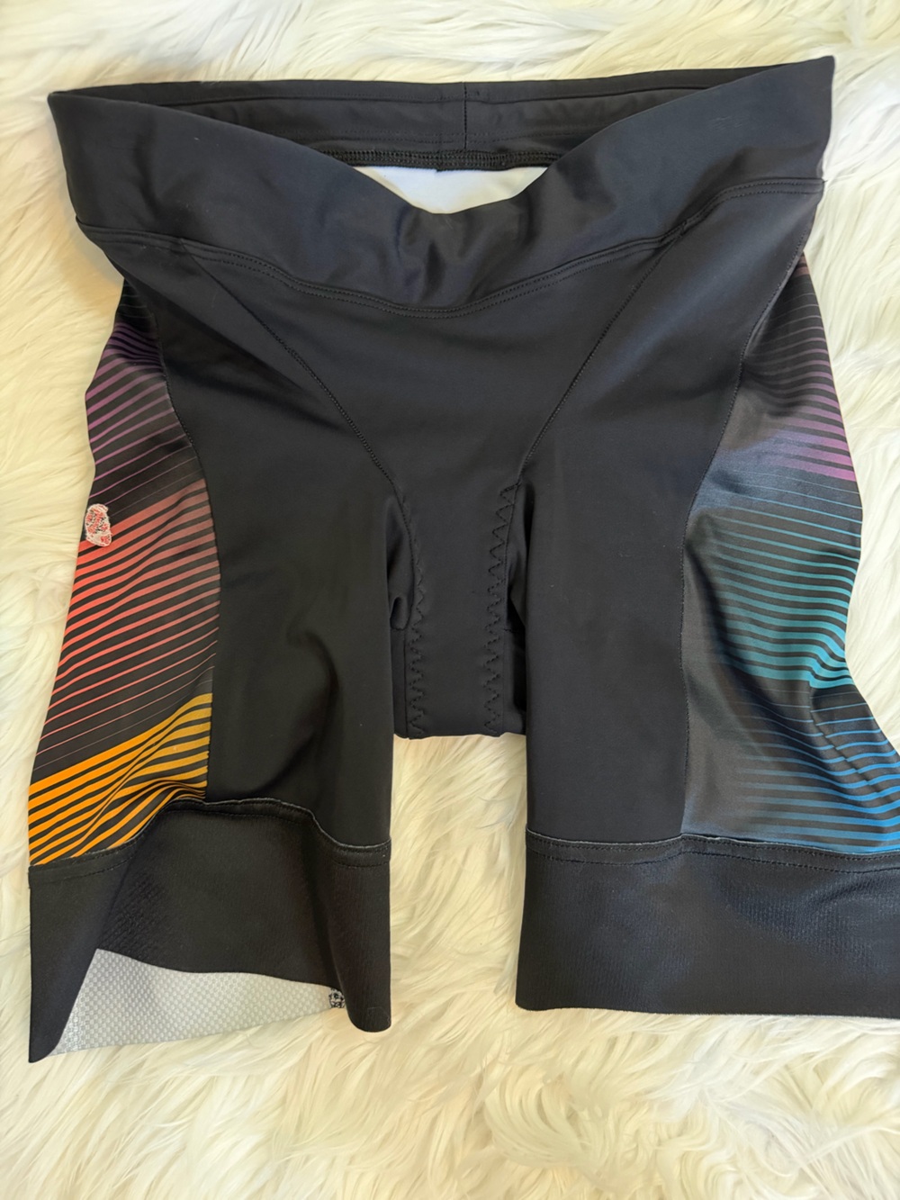 Pearl Izumi Black Athletic Cycling Shorts with Multicolor Side Stripes